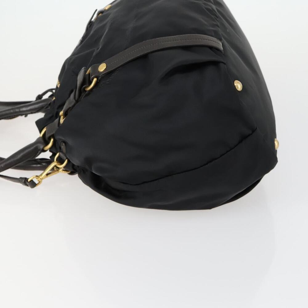 PRADA Hand Bag Nylon Leather 2way Black Gold Auth 156149 - Picture 4 of 16